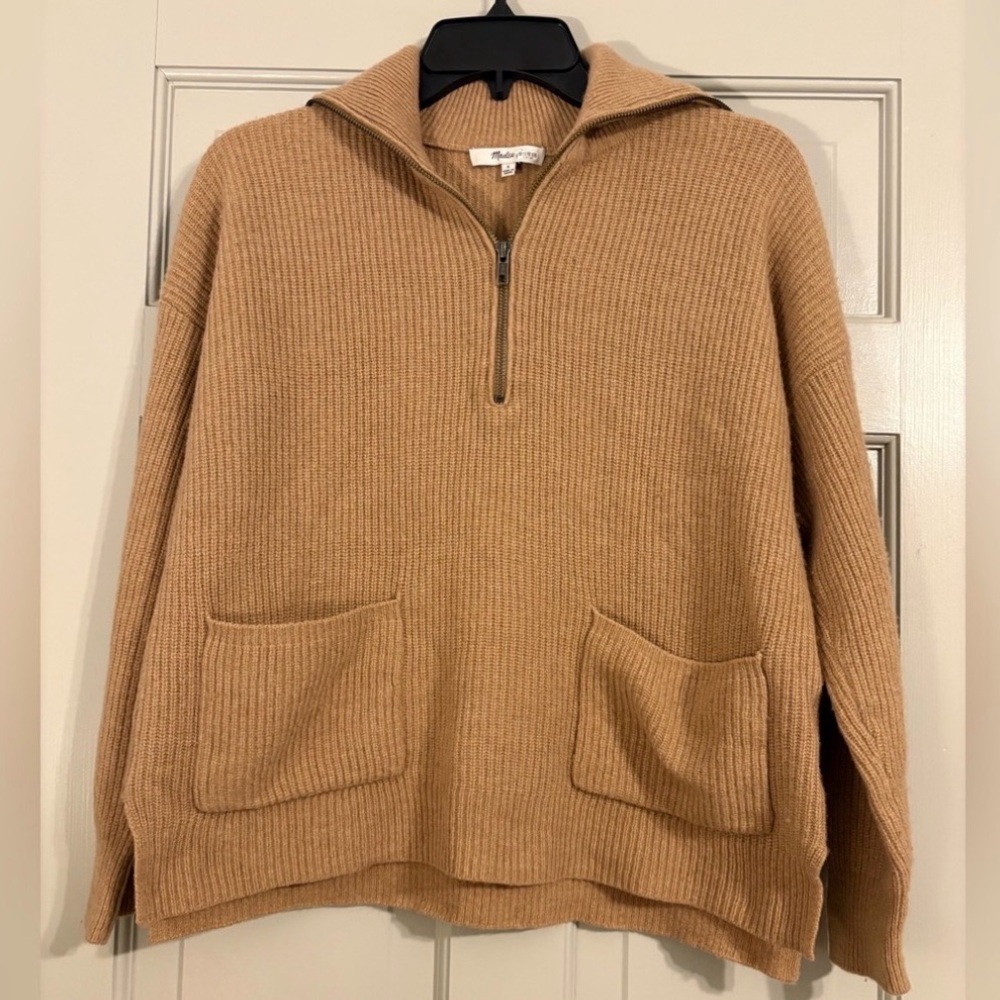 Madewell Camel Ribbed Cowl Neck Sweater size small
